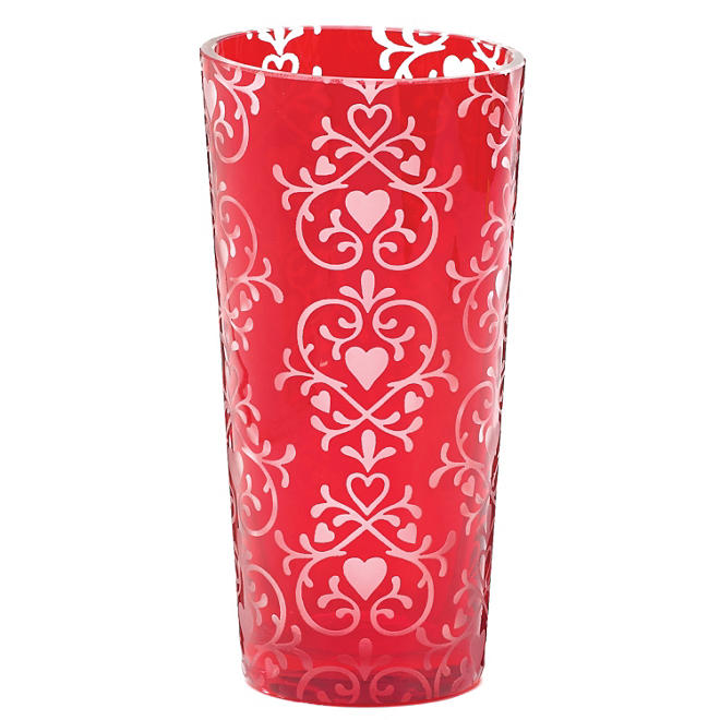 Fleur de lis Vase Red Glass - Set of 3
