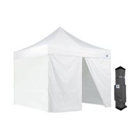 E-Z UP Instant Commercial Canopy, 10' x 10' (3m), Aluminum-Steel Frame With 4 Sidewalls & Trax Roller Bag