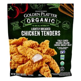 Golden Platter Organic Lightly Breaded Chicken Tenders, Frozen, 2 lbs.
