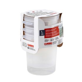 Cambro RoundTranslucent Food Container with Lid, 4 qt., 3 pk.