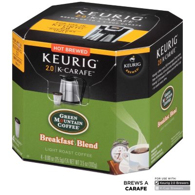 Green Mountain Coffee Breakfast Blend, K-Carafe Packs for Keurig 2.0