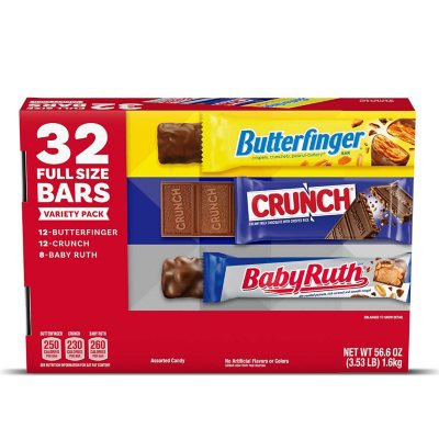 Butterfinger, Crunch and Baby Ruth, Assorted Minis Chocolate Candy Bars, 32.4 oz