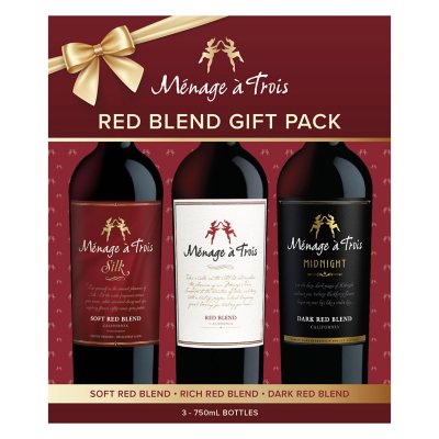 Menage a Trois Red Blend Red Silk Midnight, 750 ml, 3 pk. - Sam's Club