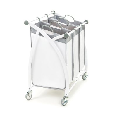 Seville Classics Mobile 3-Bag Laundry Hamper Sorter with Folding