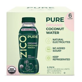 Zico Pure Organic Coconut Water, 13.5 fl. oz., 6 pk. 
