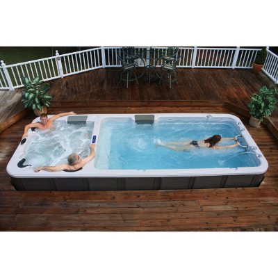 Ultimate Dual-Temperature Stereo Swim Spa with 43 Adjustable Stainless Steel Jets, 6 Variable-Flow Swim Jets