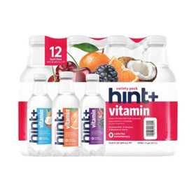 Hint+ Vitamin Flavored Water Variety Pack (16 fl. oz., 12 pk.)