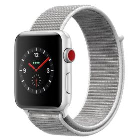 Apple Watch Series 3 42mm GPS + Cellular - Silver Aluminum Case with Seashell Sport Loop (Choose Size)