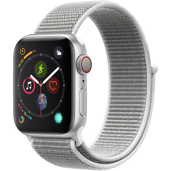 Apple Watch Series 4 40MM GPS + Cellular Silver Aluminum Case with White Sport Loop