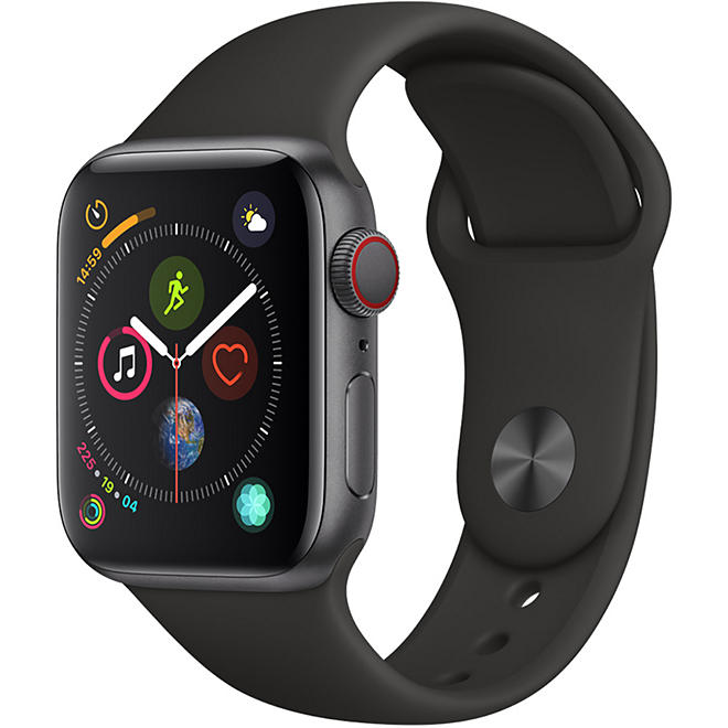 Apple Watch Series 4 44MM GPS + Cellular Space Gray Aluminum Case with Black Sport Band 