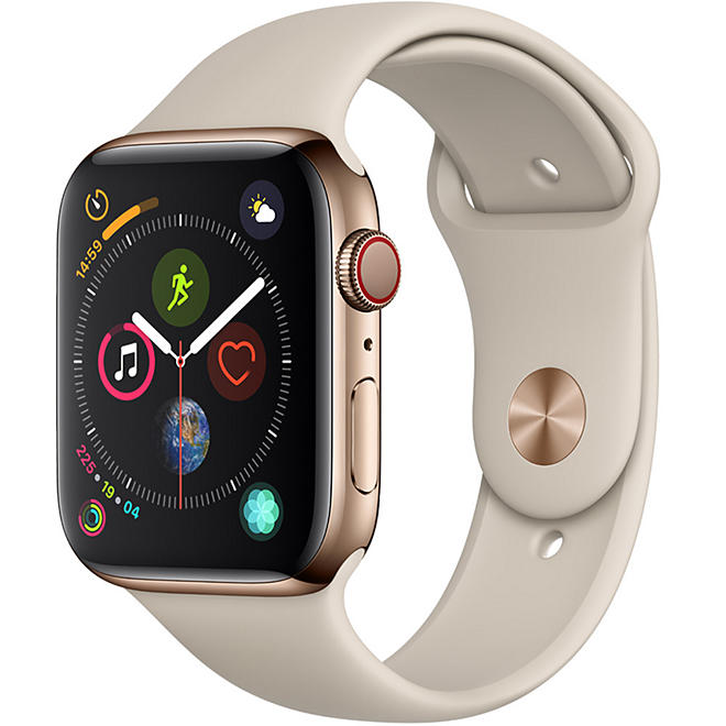 Apple Watch Series 4 GPS + Cellular 44MM Gold Stainless Steel Case with Stone Sport Band