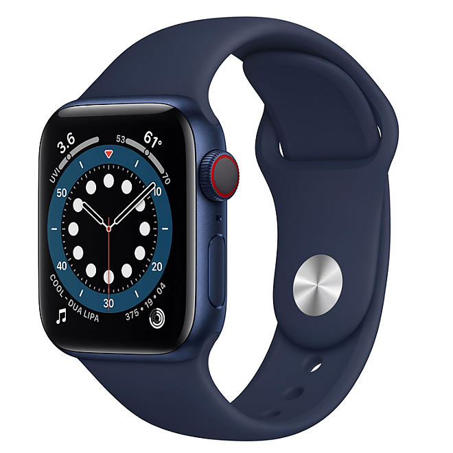 Apple Watch Series 6 40m GPS + Cellular, Blue Aluminum Case with Deep Navy Sport Band
