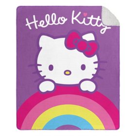 Hello Kitty "Peekaboo Rainbow" Cloud Sherpa Throw Blanket, 50" x 60"