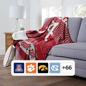 Officially Licensed NCAA Cloud Throw Blanket with Sherpa Back, 60" x 70"(Assorted Teams)