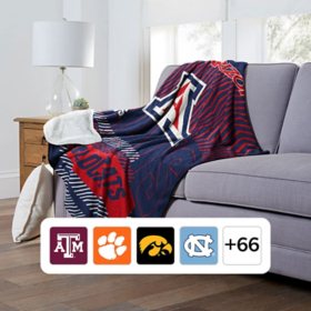 Officially Licensed NCAA Cloud Throw Blanket with Sherpa Back, 60" x 70", Assorted Teams