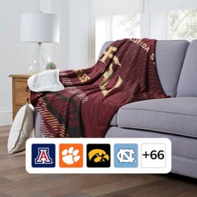 Officially Licensed NCAA Cloud Throw Blanket with Sherpa Back, 60" x 70", Assorted Teams