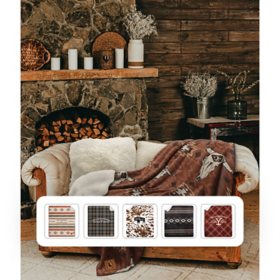 Yellowstone Silk Touch Sherpa Reverse Throw, 60" x 70" (Assorted Styles)