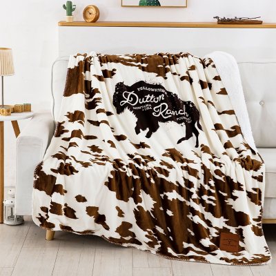 Yellowstone Silk Touch Sherpa Reverse Throw, 60 x 70 -Cattle Hide:- Cattle Hide