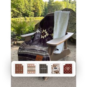 Yellowstone Silk Touch Sherpa Reverse Throw, 60" x 70", Assorted Designs