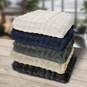 Heavy Weight Textured Faux Fur Throw, 60"x70" 