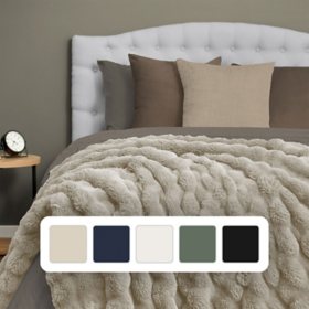Heavy Weight Textured Faux Fur Throw, 60"x70" 