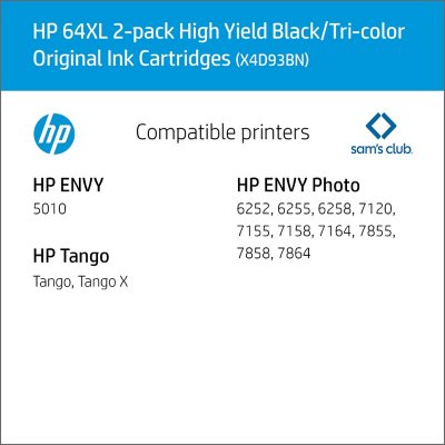 Hp 64xl High Yield Original Inkjet Cartridge Black Tri Color 2 Pack Sam S Club