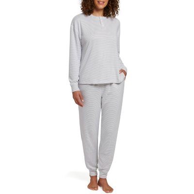 Women's Raschel Henley Top and Pant, 2-Piece Pajama Set