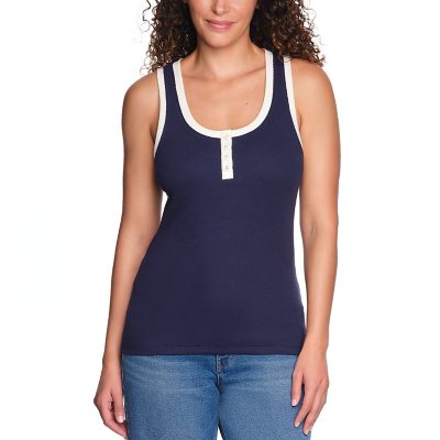LANDS' END RIBBED TANK TOP - NAVY XL:- Navy - Online Only, XL