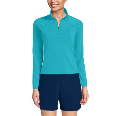 Lands' End Women's Qtr Zip Rashguard Turquoise XXL:- Turquoise, XXL