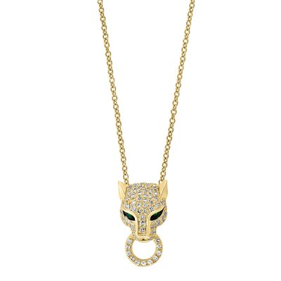 Onyx and .06 CT. T.W. Diamond Baguette Pendant Necklace in 14K Gold ...
