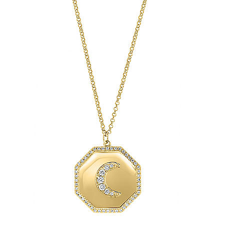 Effy Diamond Moon Medallion Necklace in 14KT Yellow Gold, IGI-HI/I1