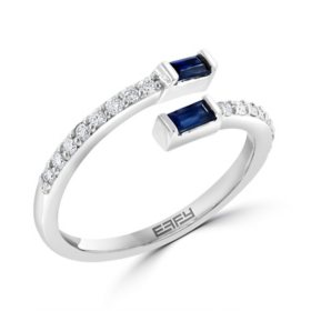 Effy Sapphire & Diamond Bypass Ring in 14K White Gold