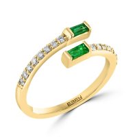 Effy Emerald & Diamond Bypass Ring in 14K Yellow Gold