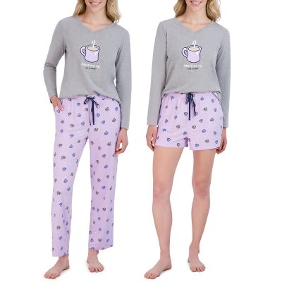Women's Jammies For Your Families Skating Flamingos Sleep Top & Bottoms  Pajama Set