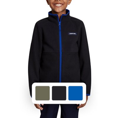 Lands End Kids Girls Blue Fleece Hooded Full Zip Jacket Size M(8-10)