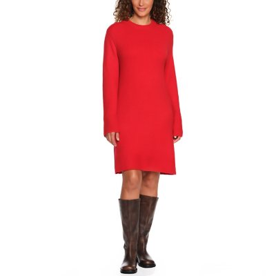 LANDS' END SWEATER DRESS - RED S:- S, Red