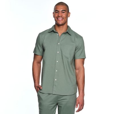 Lands' End Linen Button Up - Green L:- Green, L