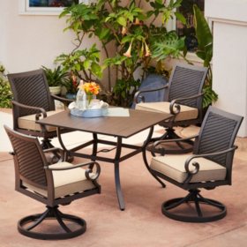 Royal Garden Monte Carlo 5-Piece Patio Dining Set with Swivel Dining Chairs (Various Colors)