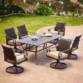 Royal Garden Monte Carlo 7 Piece Patio Dining Set With Swivel