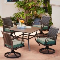 Royal Garden Monte Carlo 5-Piece Patio Dining Set with Swivel Dining Chairs (Various Colors)