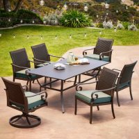 Royal Garden Monte Carlo 7-Piece Patio Dining Set with Two Swivel Dining Chairs (Various Colors)