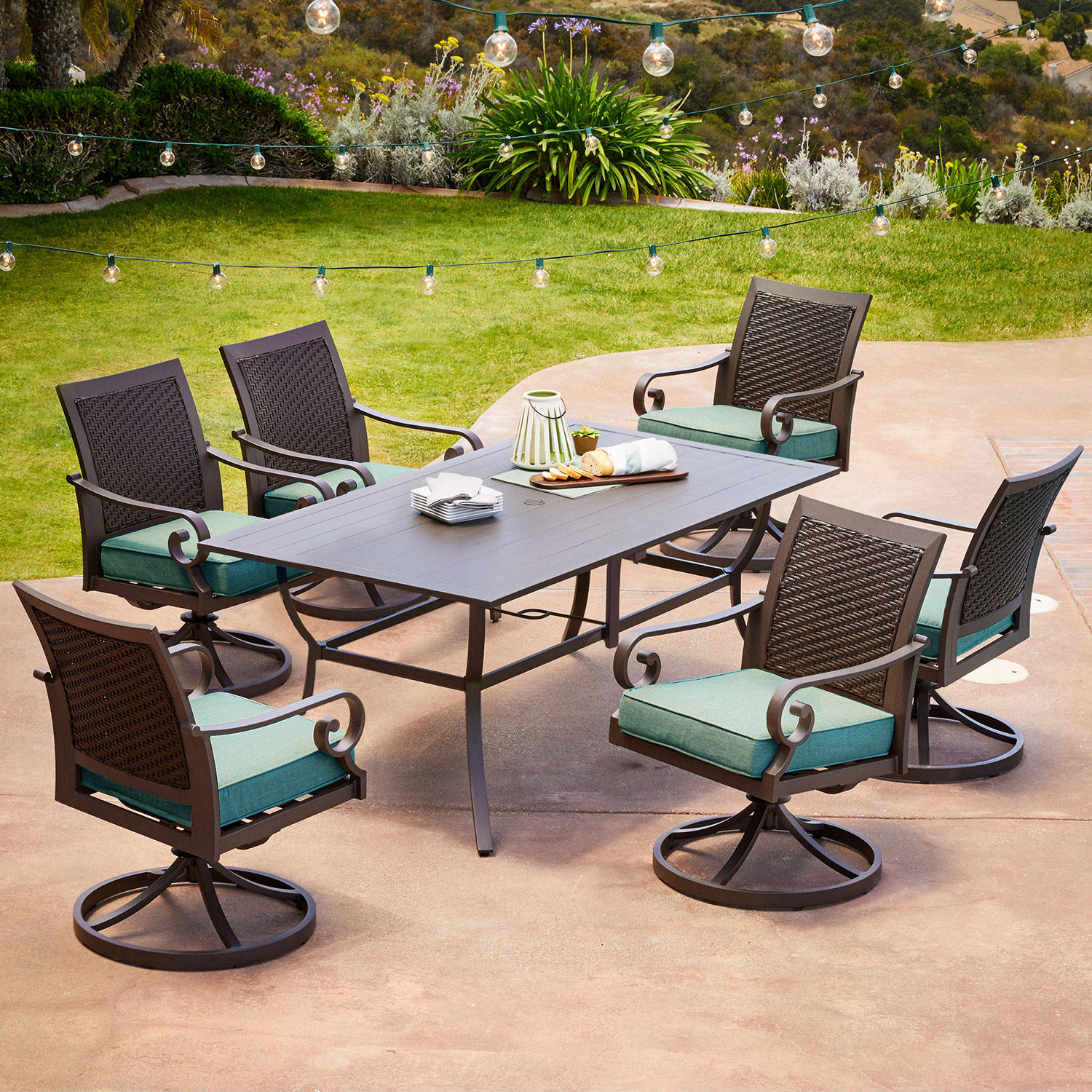 Royal Garden Monte Carlo 7-Piece Patio Dining Set with Swivel Dining Chairs