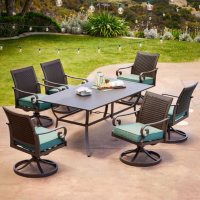Royal Garden Monte Carlo 7-Piece Patio Dining Set with Swivel Dining Chairs (Various Colors)