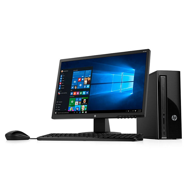 HP Desktop Bundle with 24" Monitor, AMD A9-9430 Processor, 8GB Memory, 2TB Hard Drive, Keyboard and Mouse, Windows 10 Home