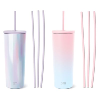Simple Modern 2pack 24oz Stainless Steel Classic with Six Bonus Straws  (Assorted Colors)