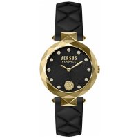 Versus Versace Women's Covent Garden Black Leather Strap Watch, 36mm