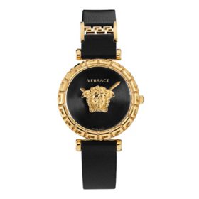 Versace Women's Palazzo Empire Greca Black Leather Strap Watch, 37mm
