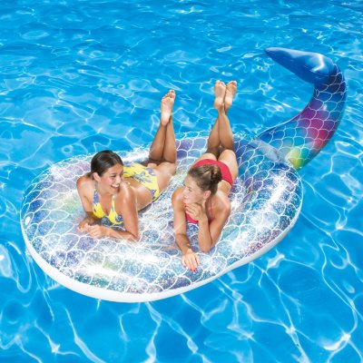 summer waves glitter sparkles mermaid island inflatable pool float