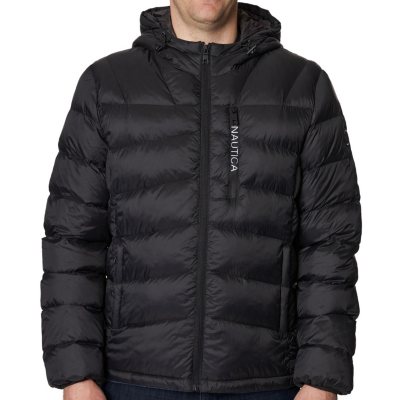 Nautica Men's Quilted Hooded Parka Jacket, Charcoal, S 