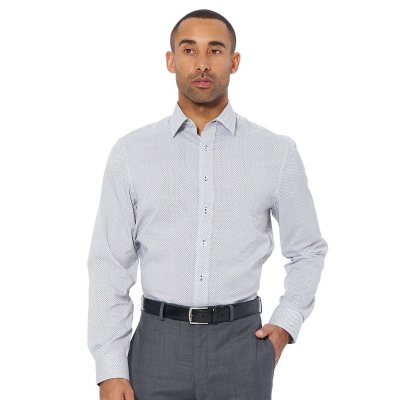 Nick Graham Men's Modern Fit Traveler Dress Shirt - White Diamond 16-16.5 32/33:- White Diamond, 16-16.5 32/33